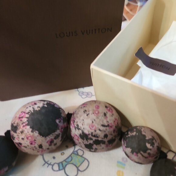 RARE Auth Louis Vuitton Liberty of London Dark Beads Fabric Necklace 2007 Runway - Picture 4 of 8